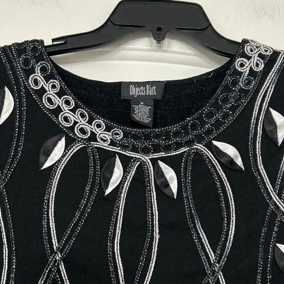 Objects D’art Vintage 90s Y2K All Over Embroidered Metallic Short Sleeve Top Med - Picture 5 of 11